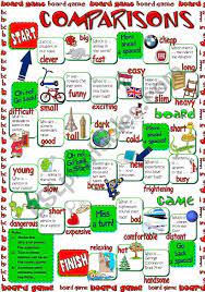 In the other, you have an adjective, and the student must decide what s/he wants to compare using that adjective. A Boardgame To Practise Comparative Ans Superlative Forms Greyscale Included Hope You Find It Useful Board Games English Worksheets For Kids English Lessons