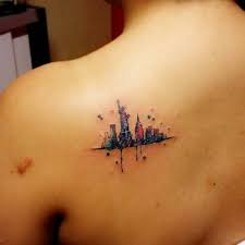 A new york skyline tattoo is a dramatic love letter to the big apple, at once both classy and unmistakably masculine. Watercolor Style New York Skyline Tattoo On The Left