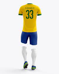 Download Full Soccer Kit Back View In Apparel Mockups On Yellow Images Object Mockups