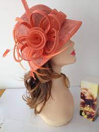 New Kentucky Derby Church Easter Ascot Sinamay Small Brim Dress Orange Hat Fancy Hats Orange Hats Hats Vintage