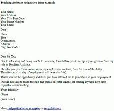 Teaching Assistant Resignation Letter Example | Resignation Letter, Resignation  Letter Sample, Teacher Resignation Letter