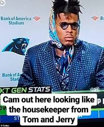 Find and save cam newton memes | superman found his kryptonite: Panthers Cam Newton Mocked For Eccentric Thelma And Louise Style Headscarf At Tampa Bay Game Daily Mail Online