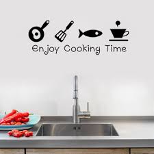 Stickers can be installed on the following materials: Cartoon Enjoy Cooking Time Kitchen Wall Sticker Pvc Mural Art Decals Stickers Background Home Decor Sale Banggood Com