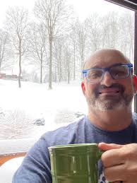 Enjoying my coffee outside in my mountain paradise