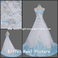 S5006 Un Ligne De Broderie Perlee Robe Bustier Bleu Clair Et Blanc Robe De Mariee Jupe Extra Large Id Blue Wedding Dresses Wedding Dresses Wedding Strapless