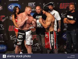 Brock Lesnar And Frank Mir The Ufc 100 Weigh In Held At Mandalay Bay Hotel And Casino Las Vegas Nevada 10 07 09 Stock Photo Alamy