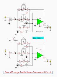 Need a tone control, this module can be inserted in between the control center and the power amplifier. 5 Bass Mid Treble Tone Control Circuits Projects Using Ne5532 4558 Lf353 Circuit Projects Circuit Diagram Audio Amplifier