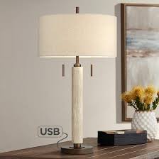 Hugo Wood Column Usb Table Lamp 45r03 Lamps Plus In 2020 Modern Table Lamp Mid Century Modern Table Lamps Mid Century Modern Table