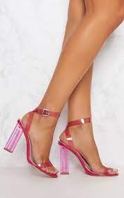 Hot Pink Coloured Clear Strappy Heel 68 00 Hot Pink Heels Heels Strappy Heels