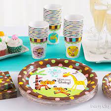 Shop oriental trading for a great selection for your serve your delightful goodies on nautical dinner and dessert plates and let anchor stir sticks and red or blue paper straws to round out your party theme. Jungle Animals Baby Shower Ideas Party City
