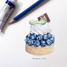 Sweets Story Blueberry Tarte Made By Littlehideout This Week Is A Fruit Week Slide Fashion Illustration Cake Illustration Fruit Art Drawings Watercolor Food
