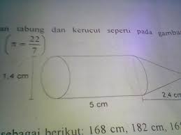 Kerucut adalah bangun ruang yang juga terdiri dari dua bangun datar, yaitu lingkaran dan bangun datar dengan sisi lengkung. Cara Mengerjakan Volume Gabungan Kerucut Dan Tabung Ilmusosial Id