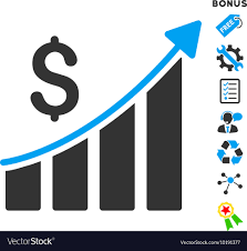 Sales Growth Bar Chart Flat Icon With Bonus