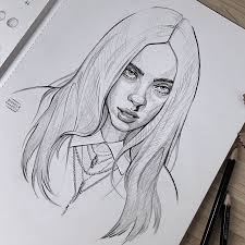 The billie eilish logo is a silhouette stick figure that has bent its shoulder to the left. Billie Drawing Sketches Art Drawings Sketches Creative Art Sketchbook