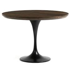 Perry Modern Round Dark Oak Top Black Tulip Pedestal Dining Table 42 D In 2020 Pedestal Dining Table Modern Round Dining Table