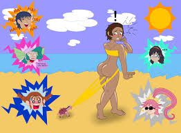 kameo (gunxsword), marianne (gunxsword), coppertone, gunxsword, exposed  butt, absurdres, highres, ass, bikini, embarrassed, parody, swimsuit -  Image View - | Gelbooru - Free Anime and Hentai Gallery