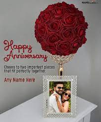 I like you + £0.00. Rose Bouquet Anniversary Wish With Name And Photo Frame