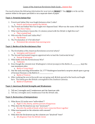 The causes of the war, devastating statistics and interesting facts are still studied today in classrooms, h. Causes Of The American Revolution Study Guide Answer Key You