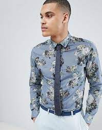 Selected Homme Selected Homme Smart Shirt With All Over Print In Slim Fit Smart Shirts Selected Homme Wedding Suit Styles