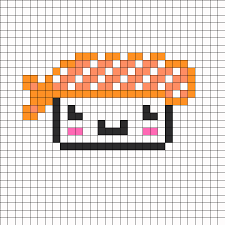 Cute Sushi Kandi Pattern Pixel Art Pattern Kawaii Cross Stitch Diy Perler Beads
