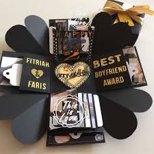 Birthday Present Birthday Creative Birthday Box For Boyfriend Anniversary Explosion Box With 8 Waterfall Pocket Holders On Black Amp Gold Boyfriend Gifts Bf Gifts Boyfriend Diy