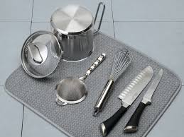 Silicone in sink mat protector with drain flap in slate. The Best Dish Drying Mat You Can Buy