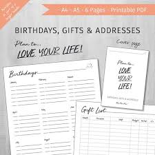 It includes 5 amazing birthday party guest list and invitation : Birthday List Printable Address Book Printable Gift Ideas Etsy