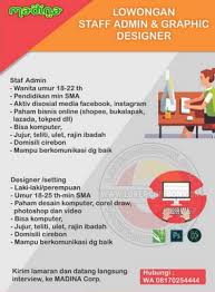 Lowongan kerja hari ini 9 oktober 2020. Lowongan Kerja Staff Admin Graphic Designer