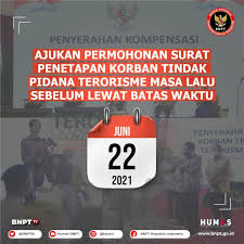 Pengumuman cpns bnpt from angga aliya zr firdaus Pengumuman Pengajuan Permohonan Surat Penetapan Korban Tindak Pidana Terorisme Masa Lalu Hingga 22 Juni 2021 Badan Nasional Penanggulangan Terorisme
