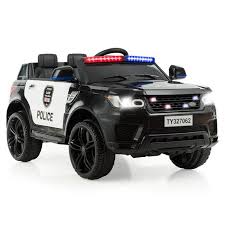 Costway Kids 12v Electric Ride On Car With Remote Control Bluetooth Blackwhite Walmart Com In 2020 Toy Cars For Kids Kids Police Car Kids Police