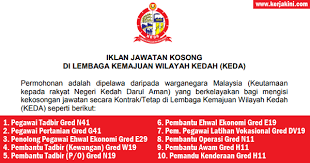 Jawatan kosong jkr negeri kedah, tarikh tutup permohonan 18 april 2021. Jawatan Kosong Di Lembaga Kemajuan Wilayah Kedah Keda Kelayakan Pmr Spm Diploma Ijazah