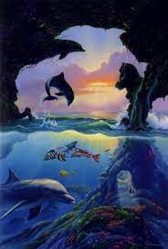 Find The 7 Dolphins In This Picture Dolphin Art Sea Life Art Underwater Painting
