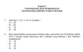 Prediksi soal un smp 2015/2016 bagian 2 lengkap dengan kunci jawaban. Contoh Soal Un Smp Matematika Pembahasan Soal Cari Soal