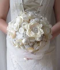 Button Bouquet Fabric Flower Wedding Bouquet Rhinestone Bouquet Vintage Button Bouquet Wedding Bouquet Bridal Bouquet Bridal Brooch Bouquet Button Bouquet