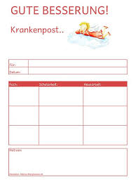 Krankenpost Fur Kinder In Der Grundschule Besserung Gute Besserung Bilder Grundschule