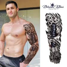Pieno Braccio Manica Tatuaggio Temporaneo Realistico Etsy