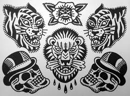Black American Traditional Tattoo Flash Tattoojoris Flash Tiger Lion Skull Traditional Black Tattoo Traditional Lion Tattoo Traditional Tattoo Design