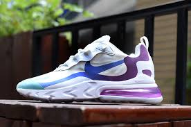 Nike Air Max 270 React Says Nike In Korean White Aurora Vivid Purple Light Blue At6174 102 Unisex Running Shoes Nikeshoeszone Com