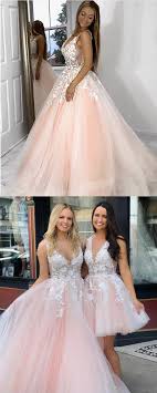 Princess V Neck Pink And White Long Prom Dress Prom Dresses Long Pink Prom Dresses For Teens Modest Lace Prom Dresses