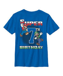 Sold and shipped by fifth sun. Fifth Sun Super Mario Royal Blue Super 7th Birthday Crewneck Tee Boys Best Price And Reviews Zulily