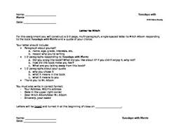 Letter To Mitch Tuesdays With Morrie Activity Tuesdays With Morrie Teaching Advice Teacher Activities