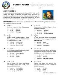 Person Puzzle Algebra Solving Absolute Value Equations Jim Henson Absolute Value Equations Absolute Value Algebra Interactive Notebooks