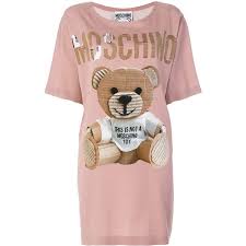 Moschino Teddy T Shirt Dress 1 050 Liked On Polyvore Featuring Dresses Oversized Tee Dress Pink T Shirt D Moschino Short Sleeve Mini Dress T Shirt Dress