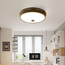 Living Room Round Flush Mount Light Metal 1 Light Simple Style Black Gold Light Fixture Beautifulhalo Com