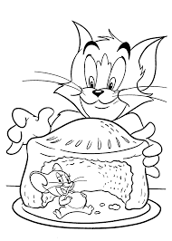 Tom And Jerry Cake Coloring Pages For Kids Printable Free Cartoon Coloring Pages Mickey Mouse Drawings Tom And Jerry Pictures