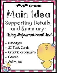 Main Idea Supporting Details And Summary 4th And 5th Grade Common Core Supporting Details Teaching Main Idea Informational Text