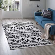 Black And White Tribal Rug Runner Shaun Geometric Moroccan Tribal Black White Area Rug Tribal Area Rug White Area Rug Living Room 5x8 Area Rugs