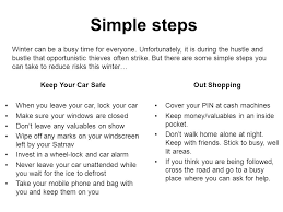 You can take some more unique pictures of yourself by yourself while out and about. Get Ready For Winter Keep Yourself Safe From Crime Over The Festive Period Ppt Download