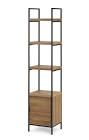 Robson Narrow 4-Shelf Bookcase with Cabinet Canvas