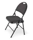 Portable High-Back Upholstered & Padded Metal Folding Chair, Black For Living